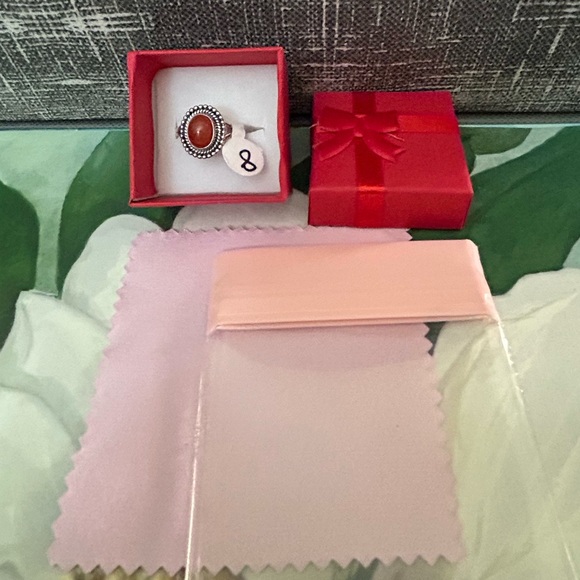 Sterling Silver and Orange Carnelian Ring - Picture 1 of 6